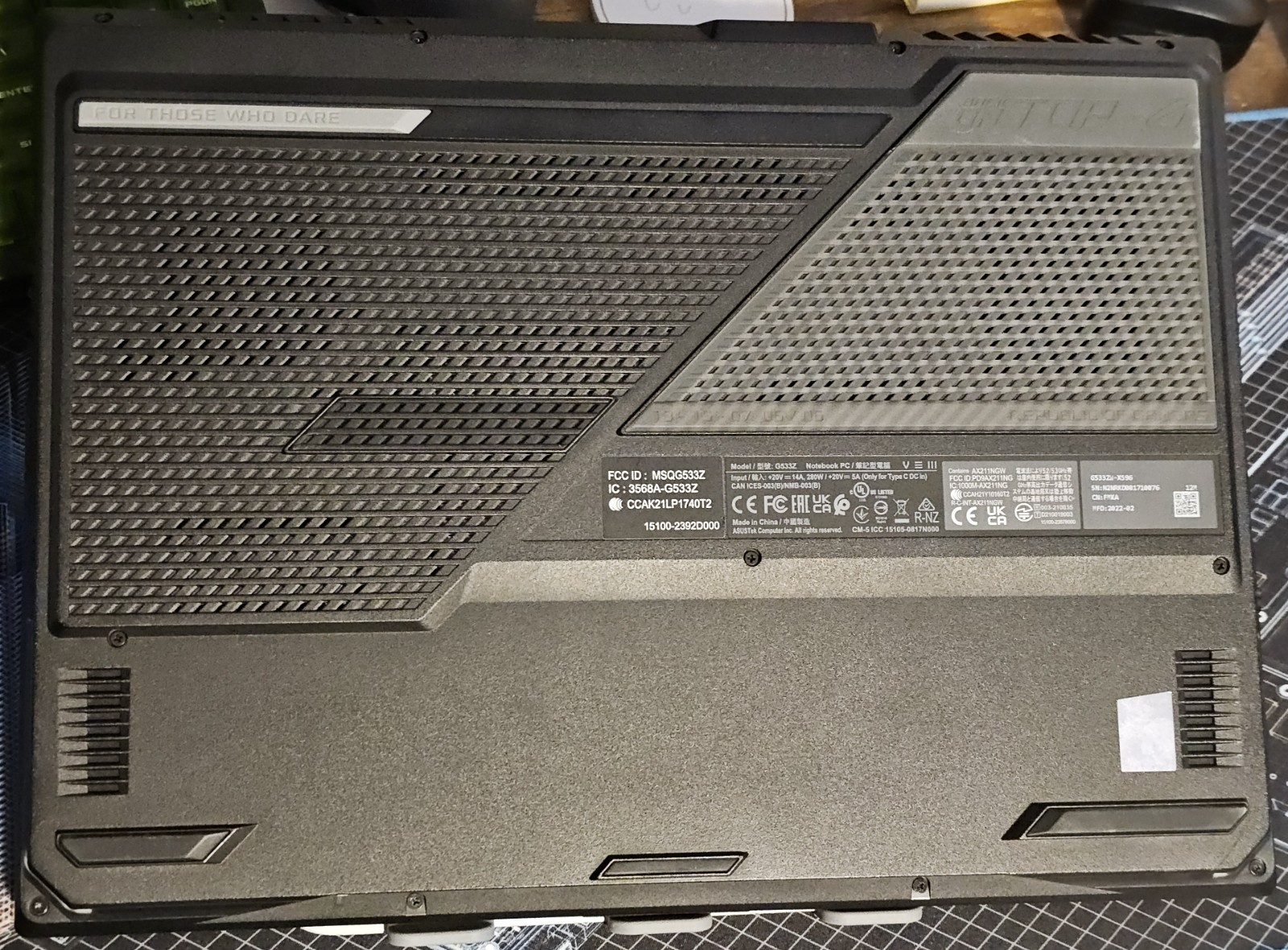 Gaming Laptop ROG Strix G533ZW-XS96 15.6″ 240Hz 3070Ti / 32GB RAM – No Storage