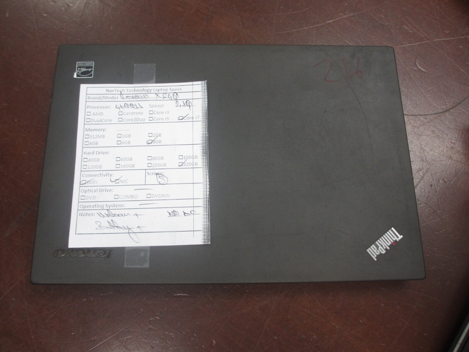 Lenovo ThinkPad X240 12.5″ 2.10Ghz i7-4600U 8GB 320GB WebCam Laptop [NO AC/OS]!!