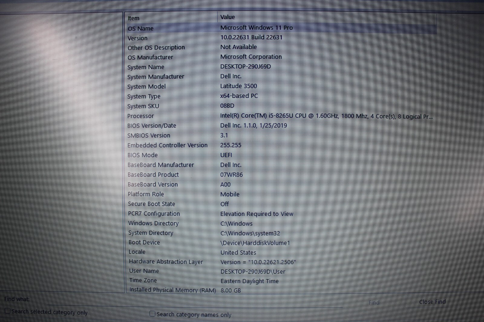 Dell Latitude 3500 i5-8265 128GB M.2 SSD 8GB DDR4 Win 11Pro
