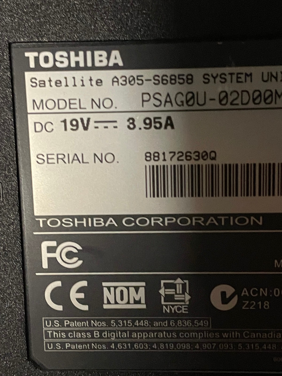 lot 4 Toshiba Satellite (2) A305, (2) A505 Laptops – Parts/Repair Wholesale