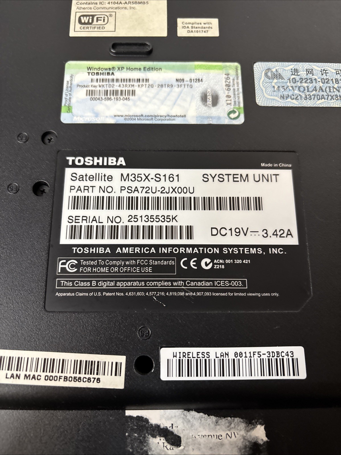 Toshiba Satellite M35X-S161 Laptop ***Parts