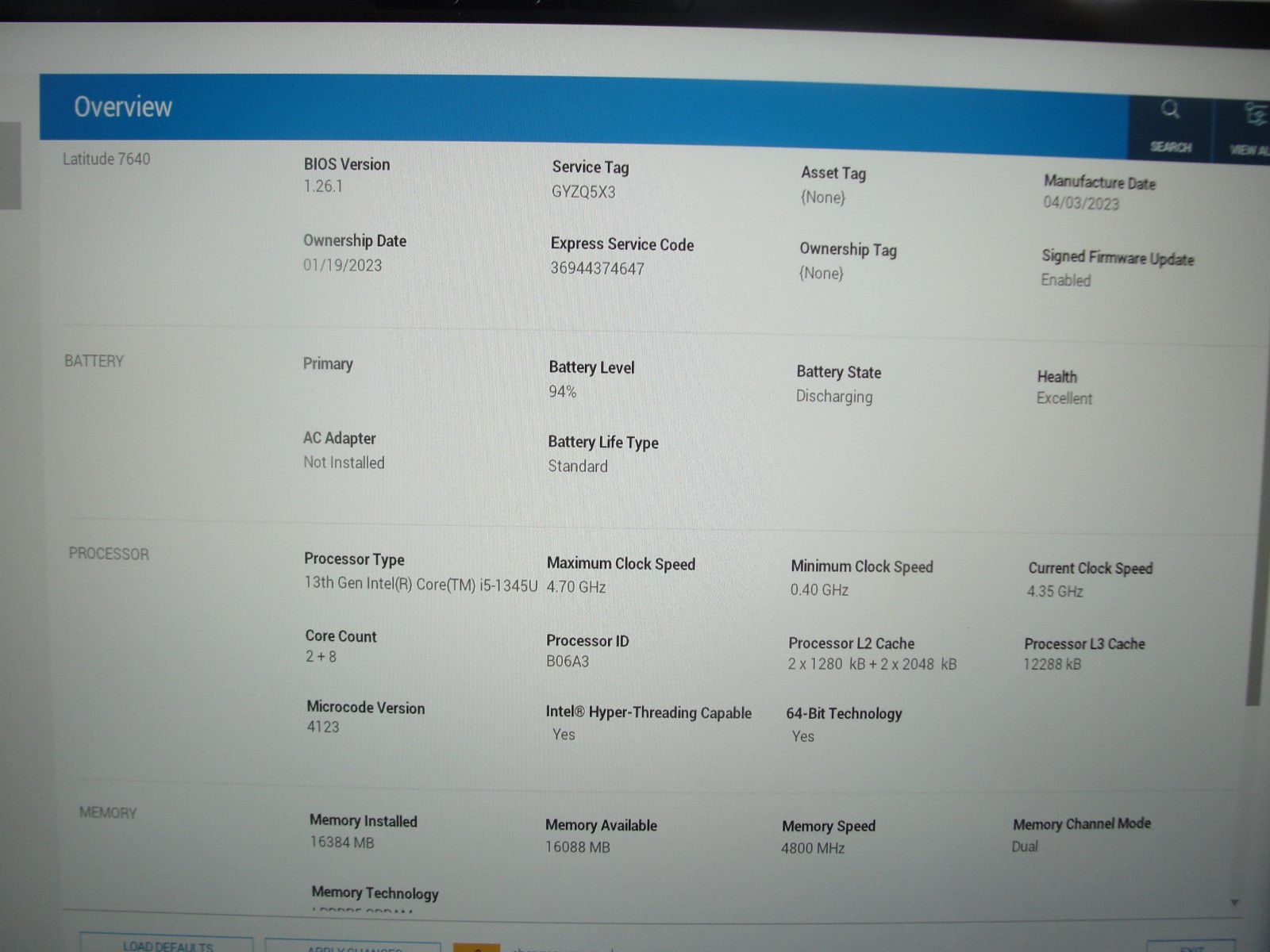 Dell Latitude 7640 16″WUXGA Core i5‑1345U 1.6GHz 16GB RAM 256GB SSD+Charger/vPRO