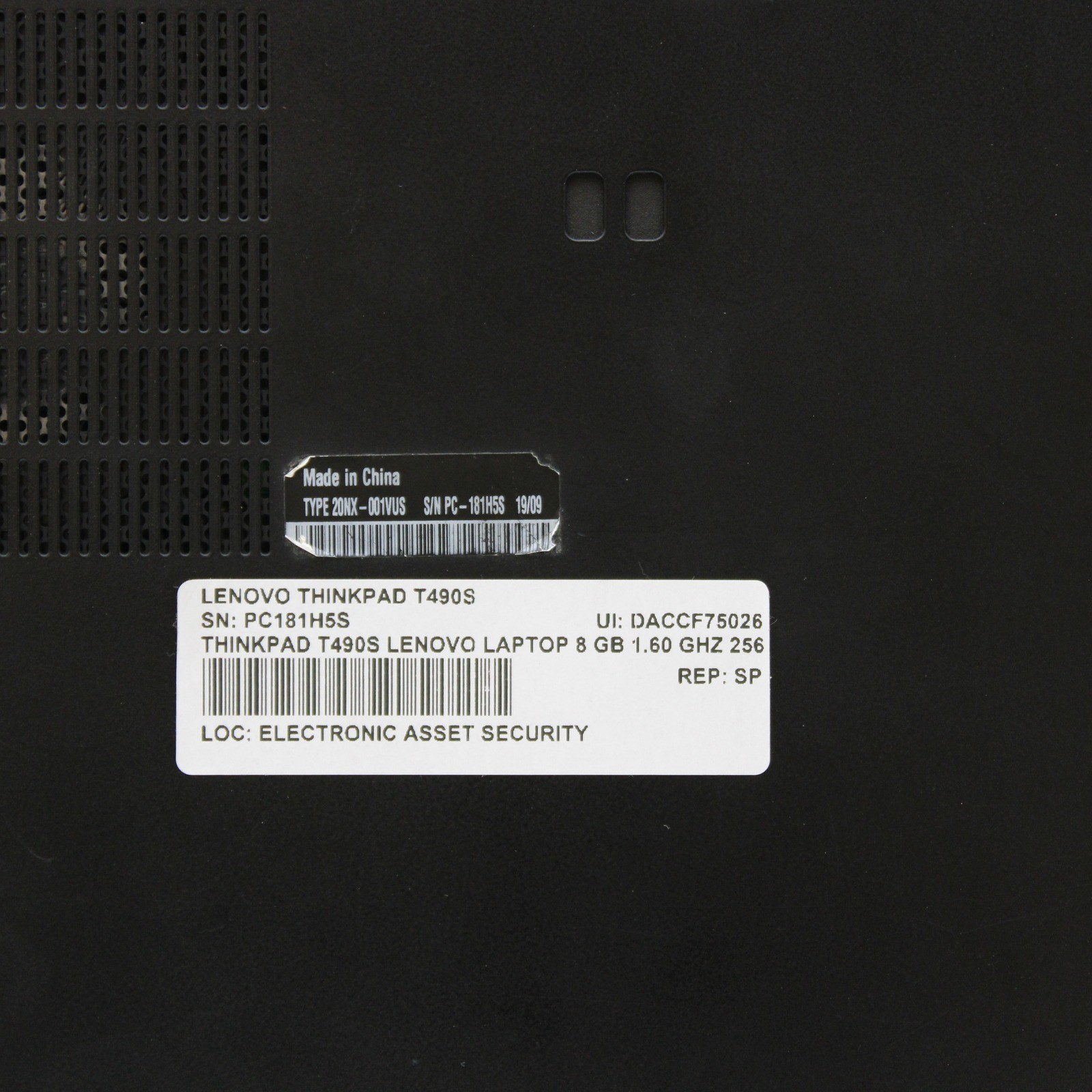 Lenovo ThinkPad T490S 14in i5-8265U 8GB No Drive, OS, Power Cord Grade B