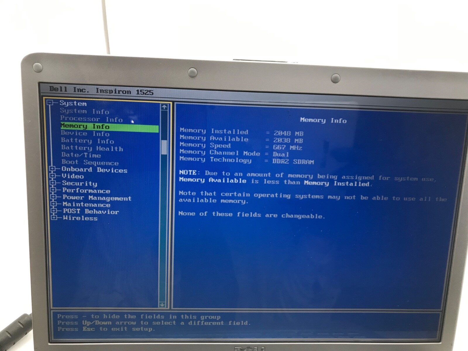 Dell Inspiron 1525 15″ Laptop Intel Core 2 Duo 2 Gb RAM- BOOTS BIOS – MZ