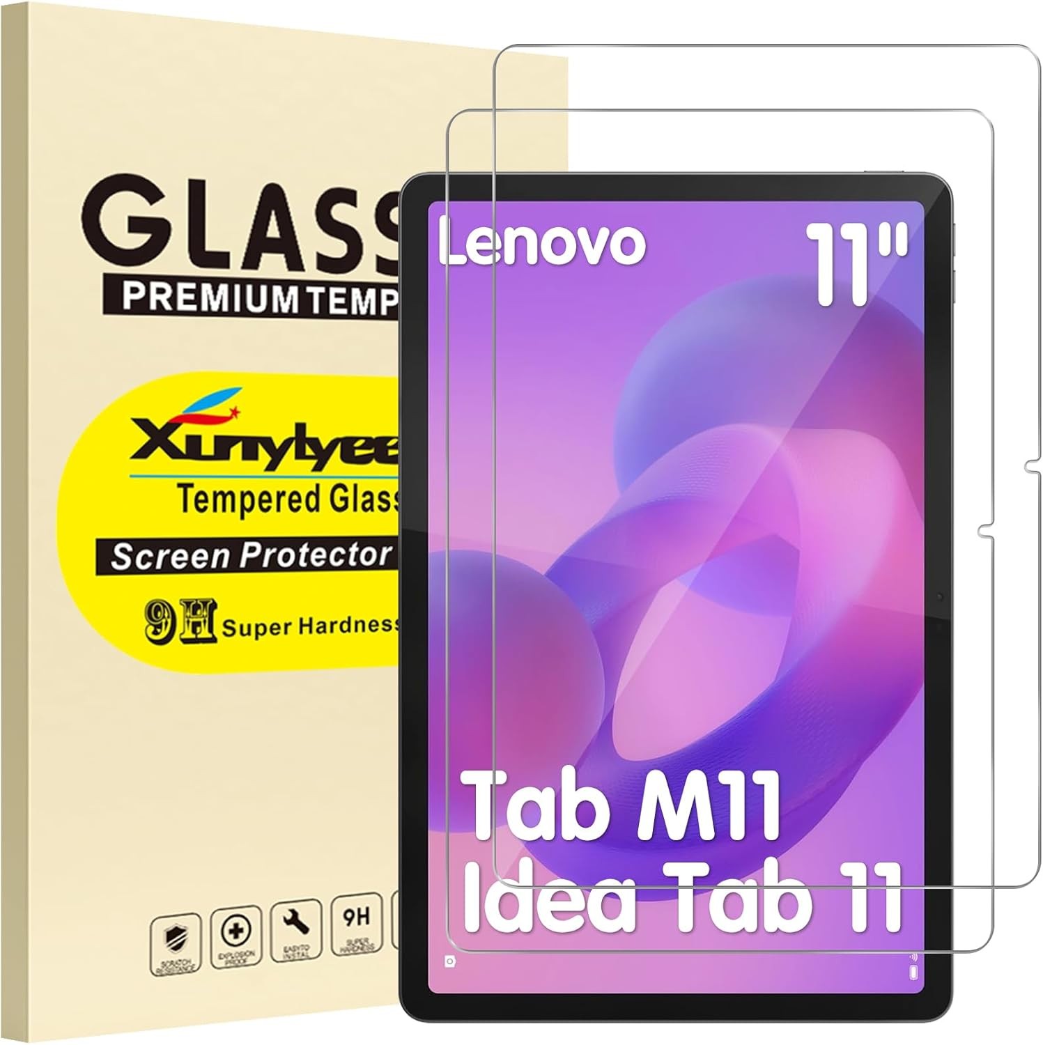 2-Pack Tempered Glass Film Screen Protector for Lenovo Tab M11 11 Inch Tablets