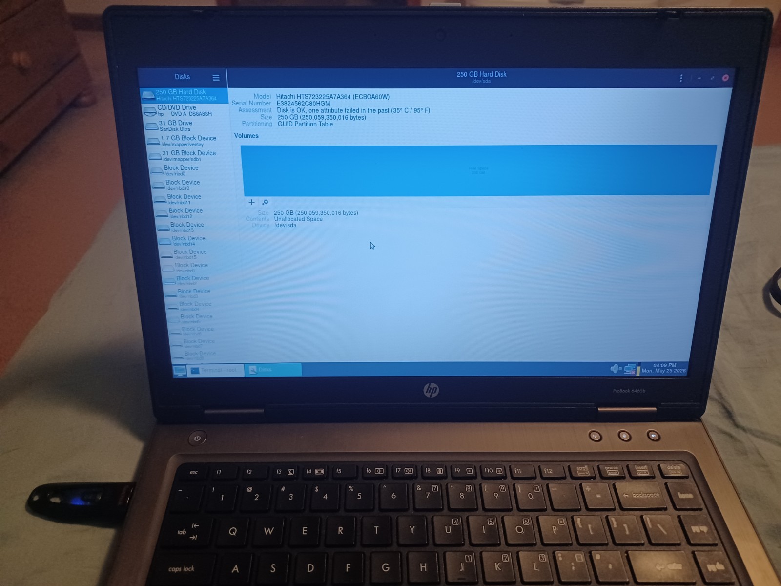 HP ProBook 6465b Laptop AMD A6-3410MX CPU 4GB RAM 250GB HDD w/Charger – No OS