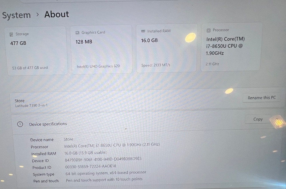Dell – Latitude 7390 2 in 1 (2019) – 360 Hinge – i7 – 16GB 512GB SPB-CA 368346
