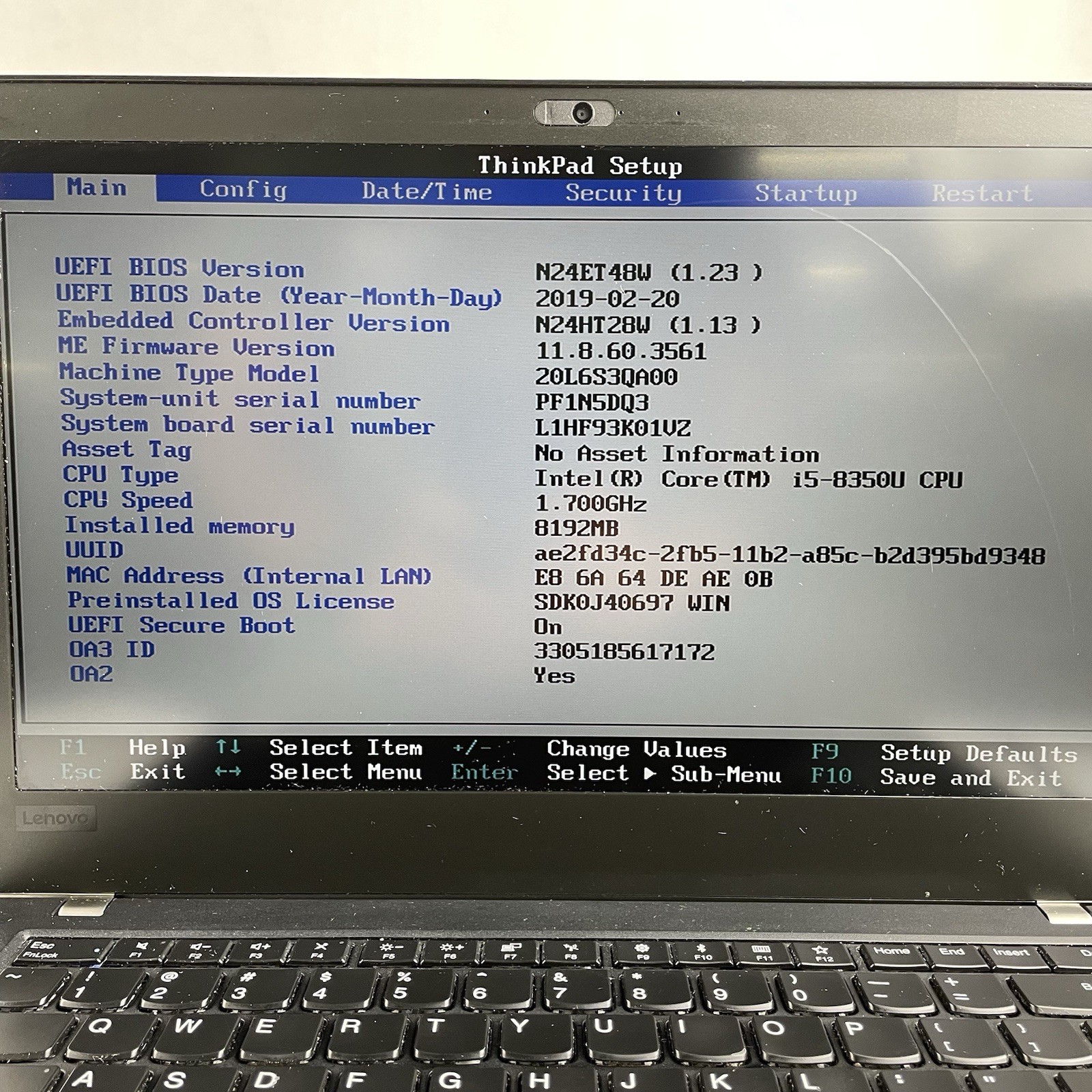 Lenovo ThinkPad T480 14″ i5-8350U 1.70 GHz 8 GB RAM No SSD/OS/AC/Batt – READ