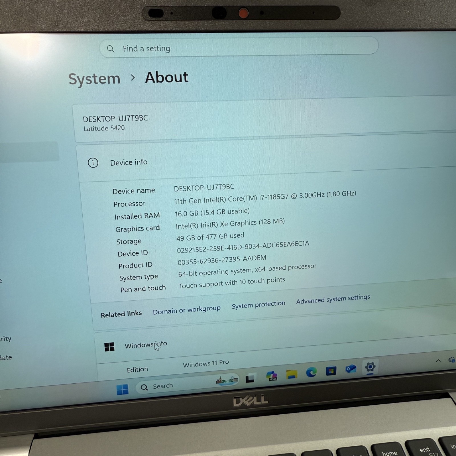 Dell Latitude 5420 14″ i7-1185G7 3.0GHz 16GB 512GB Xe Graphics Win 11 Pro #H450