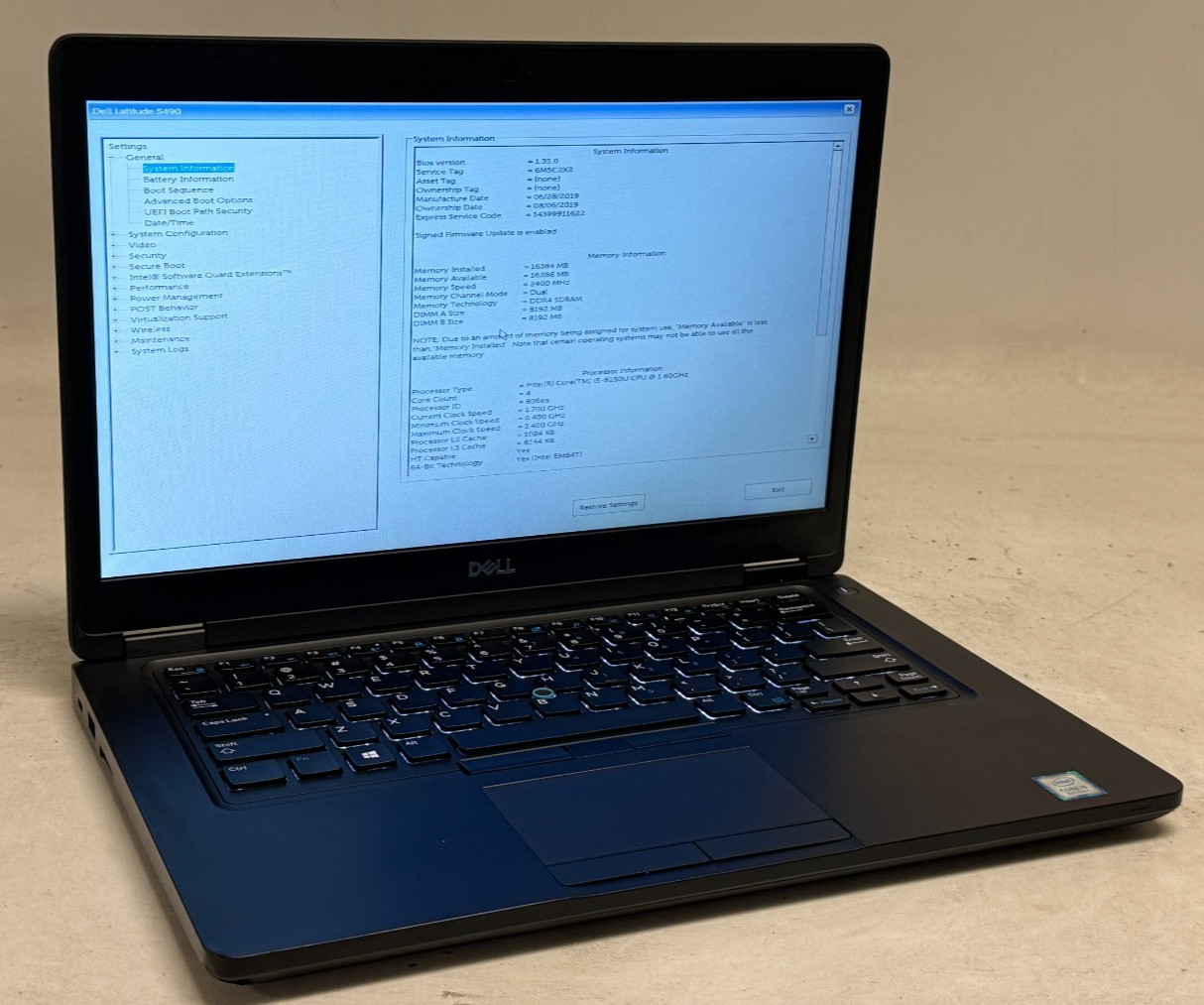 Dell Latitude 5490 14″ (i5-8250u – 16GB RAM – 128GB SSD – Win11Home)