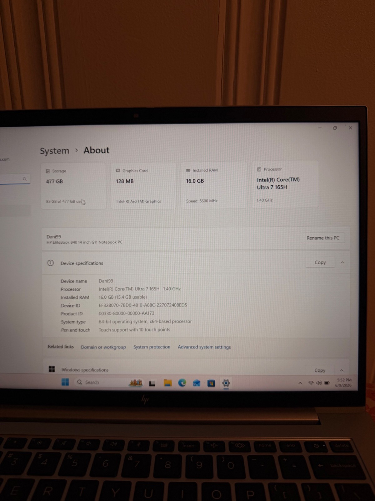 HP EliteBook 840 G11 14” Laptop Intel Core Ultra 7 165H 16GB RAM 512GB SSD