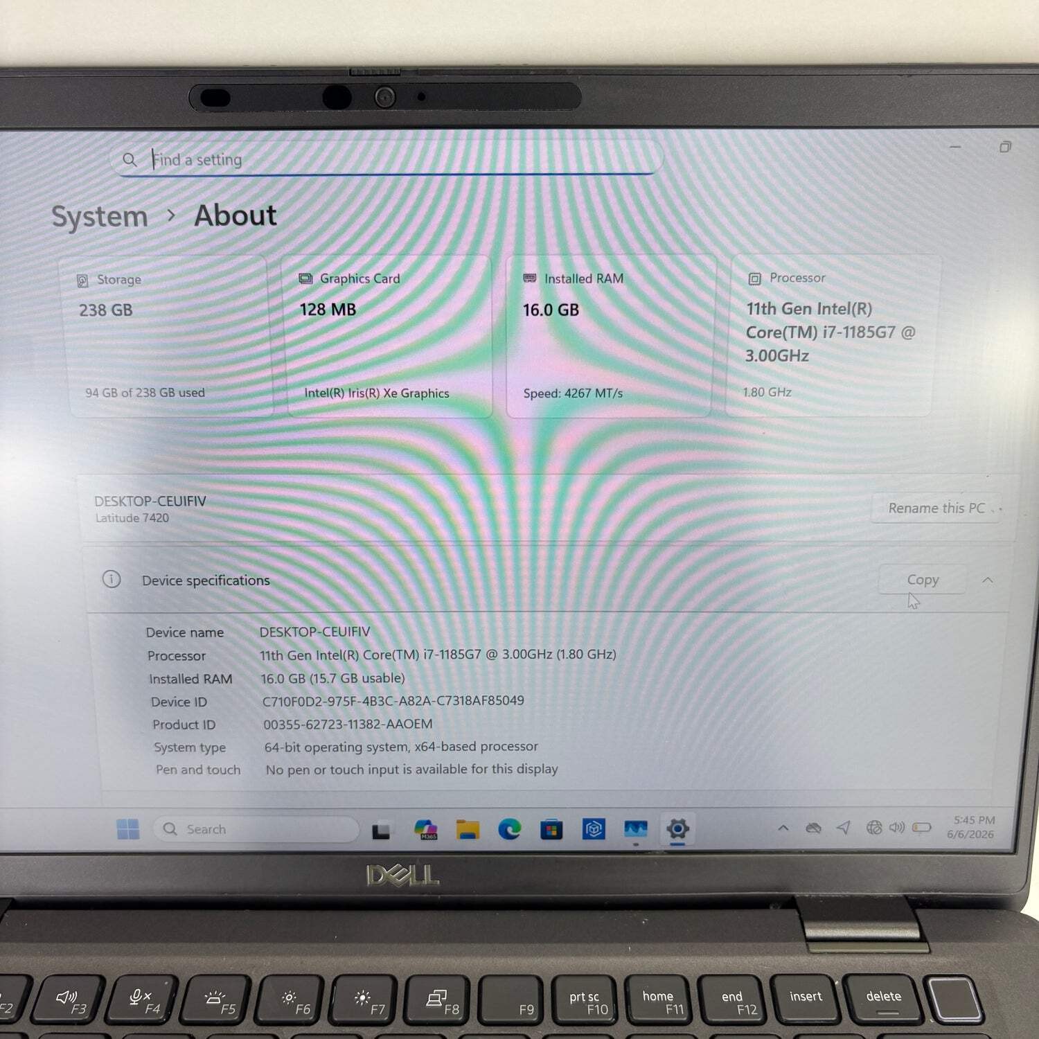 Dell Latitude 7420 14″ i7-1185G7 1.8GHz 16GB RAM 256GB SSD