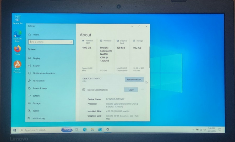 Lenovo Ideapad 330 15igm laptop notebook windows 10 windows 11 upgrade showing