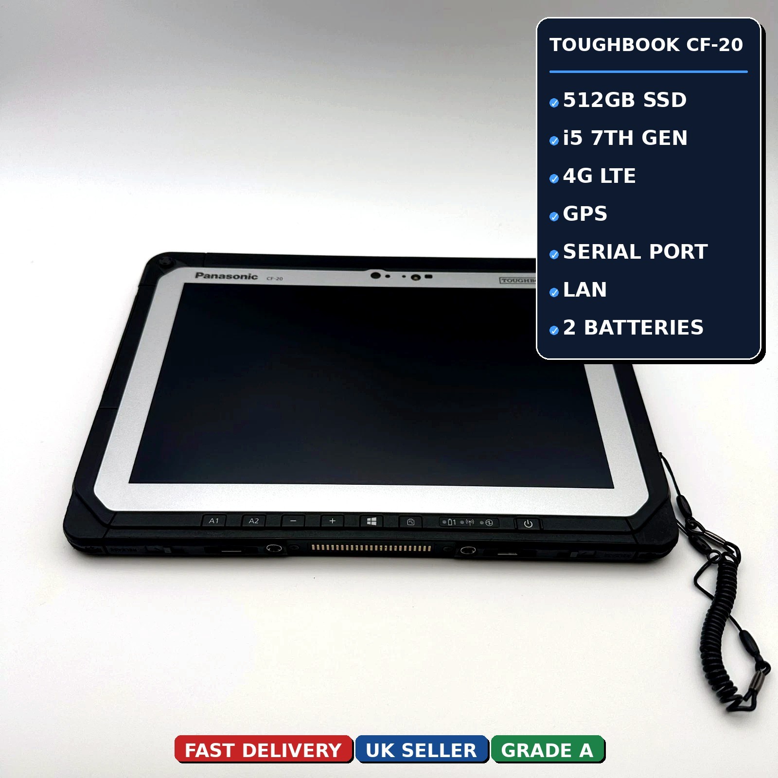 Panasonic Toughbook CF-20 MK2 i5 8GB 512GB Rugged Tablet Laptop 4G GPS 2 x Bat