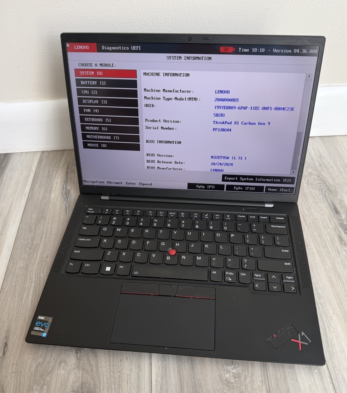 Lenovo ThinkPad X1 Carbon Gen 9 Intel i7-1185G7 32GB RAM NO SSD NO OS