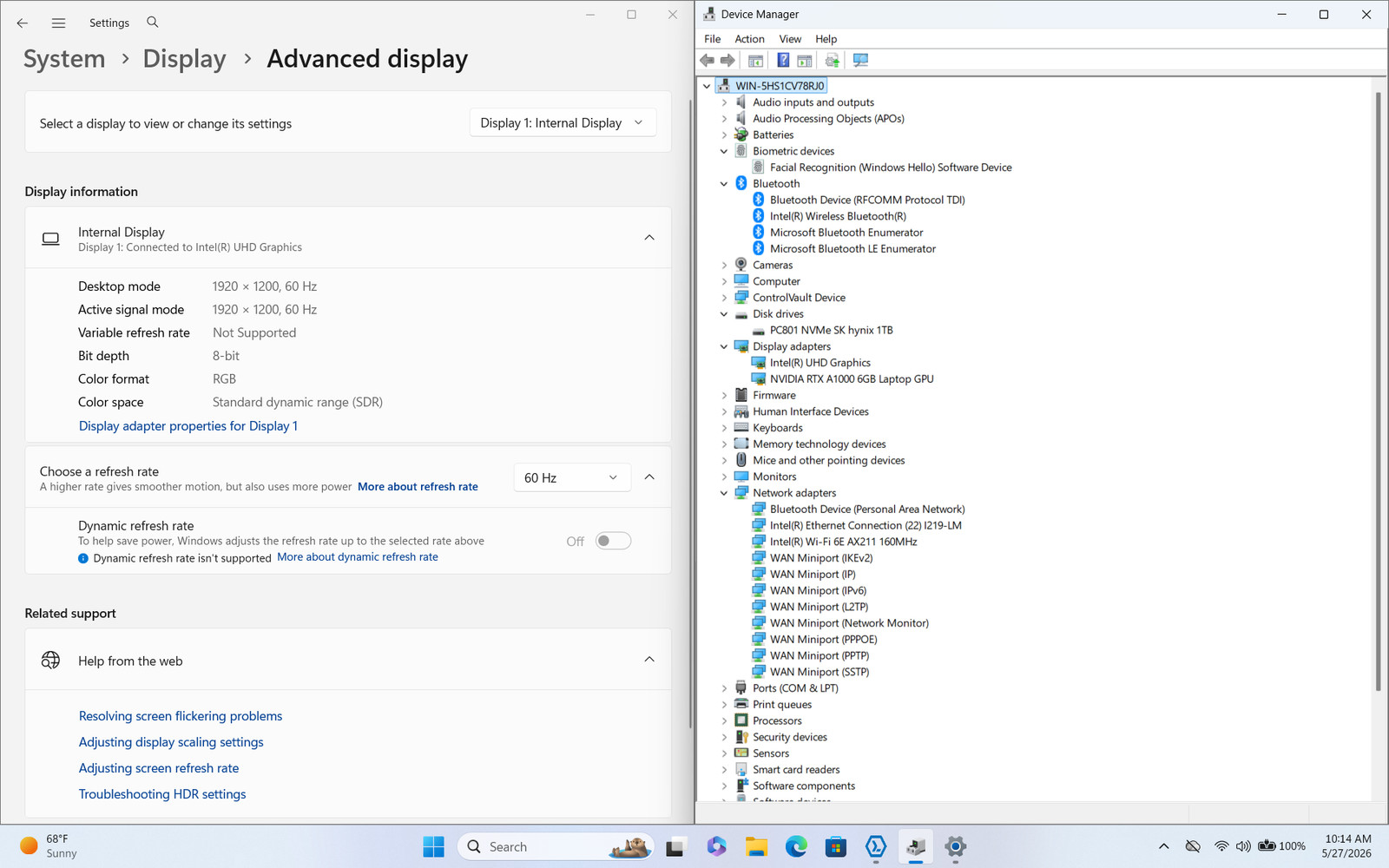 Dell Precision 7680 16″ FHD+ I7-13850HX 1TB 32GB W11P RTX A1000 6GB Laptop GPU