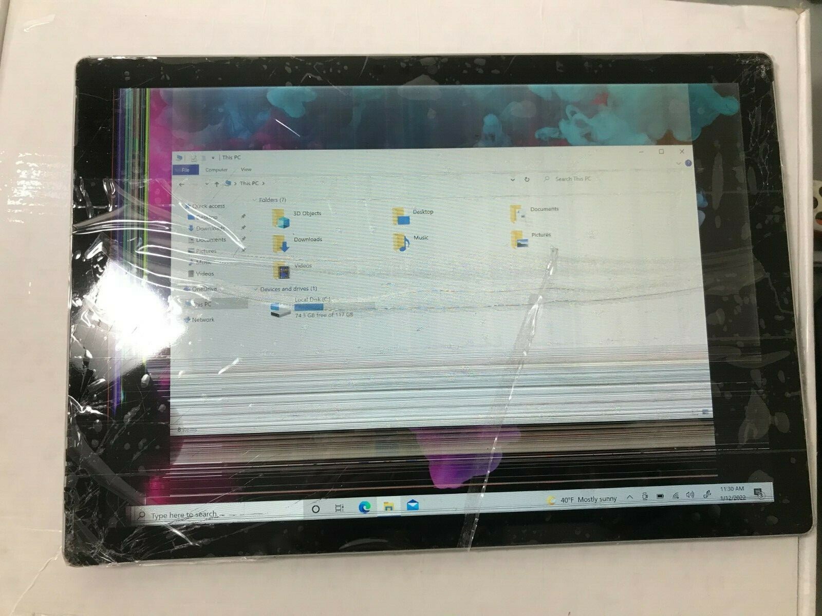 Surface Pro 6 Tablet i5-8250U 8GB 128GB SSD 12.3in Platinum Crack Screen #603