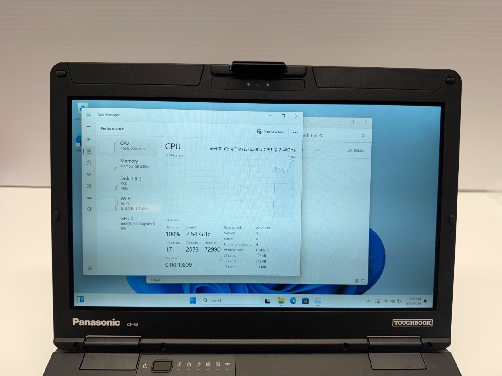 Panasonic ToughBook CF-54-Touch i5-6th 16 GB RAM 512 GB SSD – 10 Hours Only