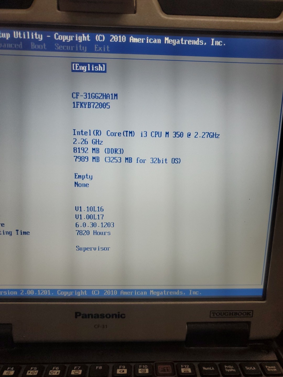 Panasonic Toughbook CF-31 MK-1 i3 M 350 @ 2.40GHz 8GB 60HRS Diesel No HD/CAD