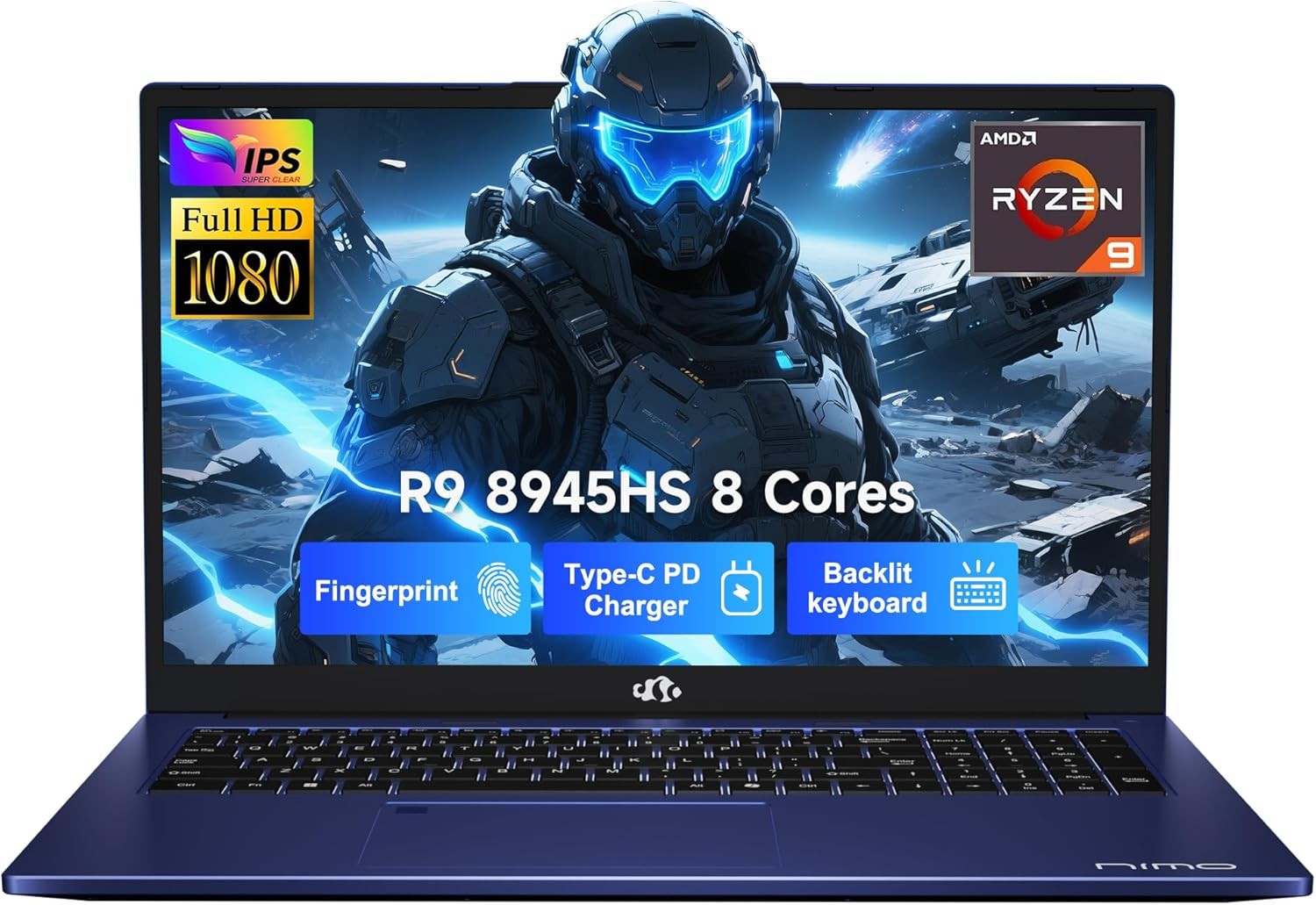 NIMO 17.3 Laptop Ryzen 9 8945HS 16GB RAM, 512GB SSD Radeon 780M AI-Enhanced