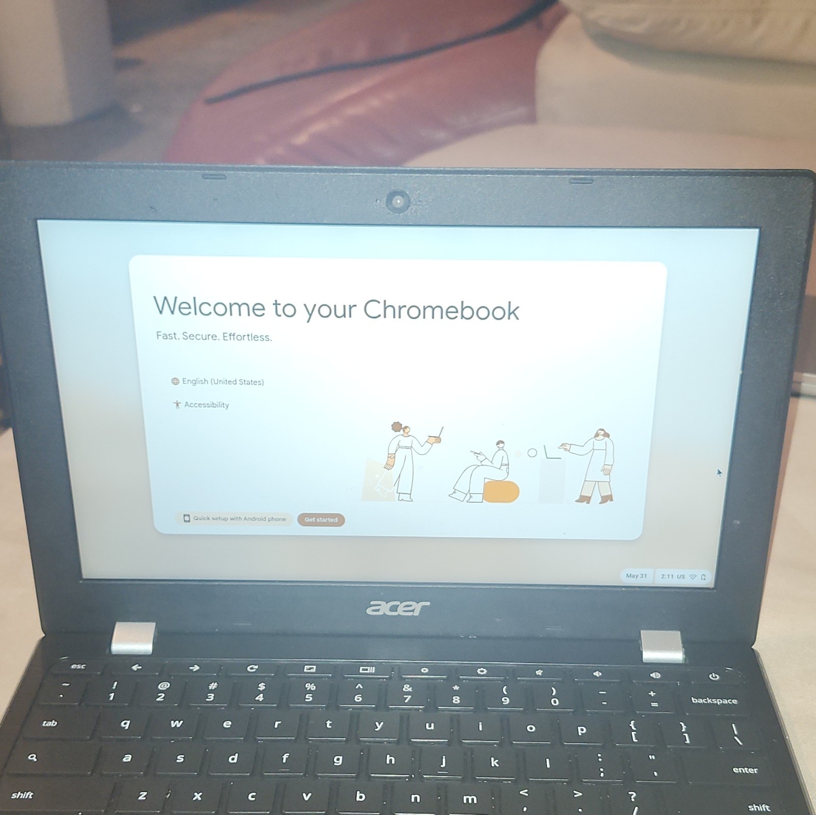 Acer Chromebook 11.6″ Silver Laptop AMD Athlon SSD Chrome OS Webcam USB-C HDMI