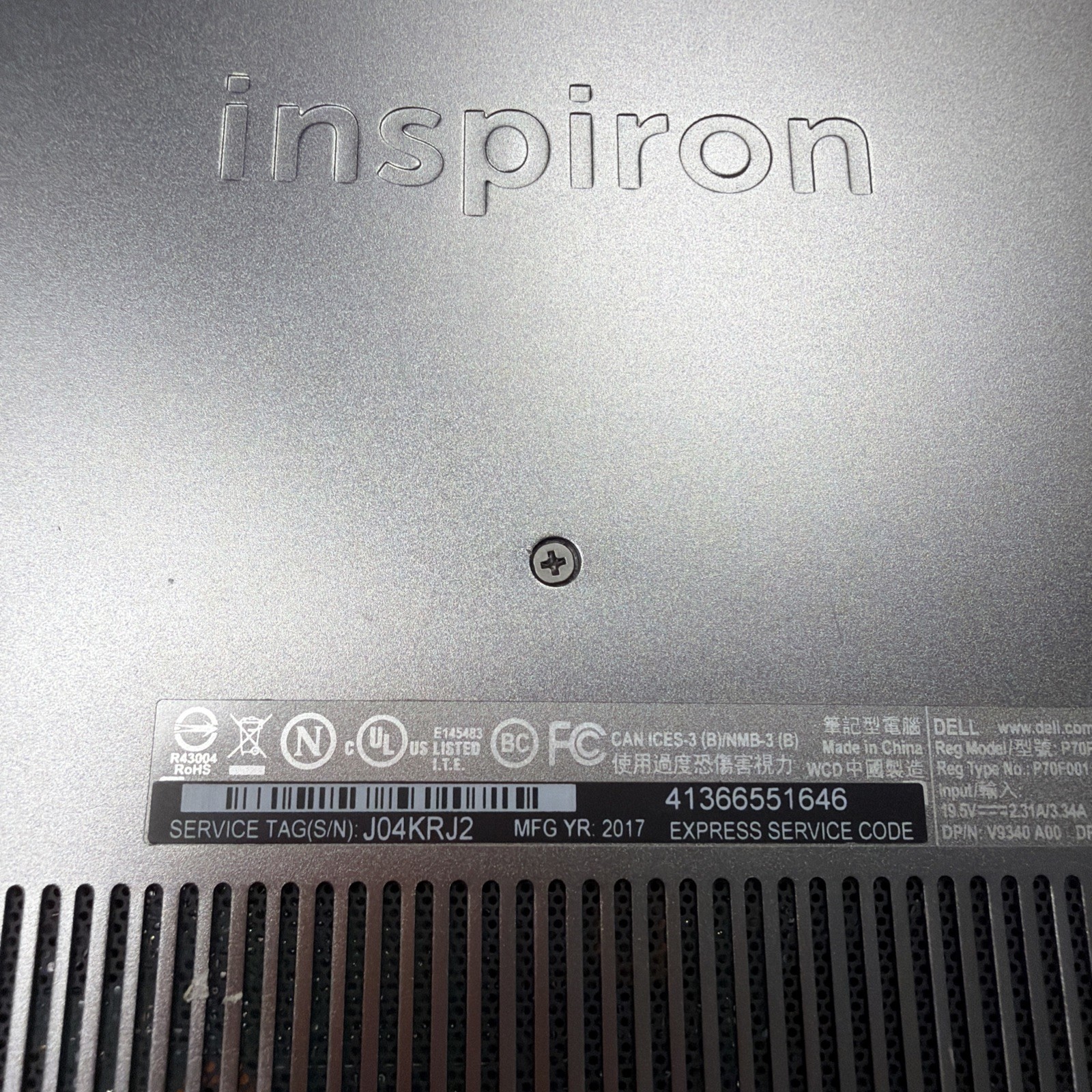 *NO BOOT 2-in-1 Dell Inspiron 7573 Laptop i5-8250u 1.60GHz 4GB RAM No HDD/OS