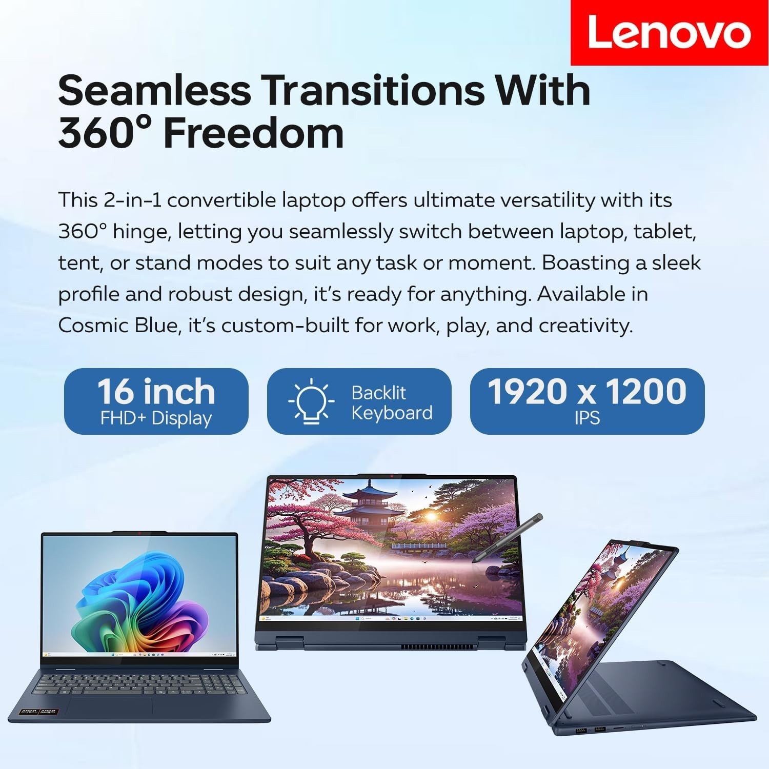 Lenovo IdeaPad 5 16IAL10 2in1 16″ Laptop Intel Ultra 5 225u 16GB 1TB W11 227 2YR