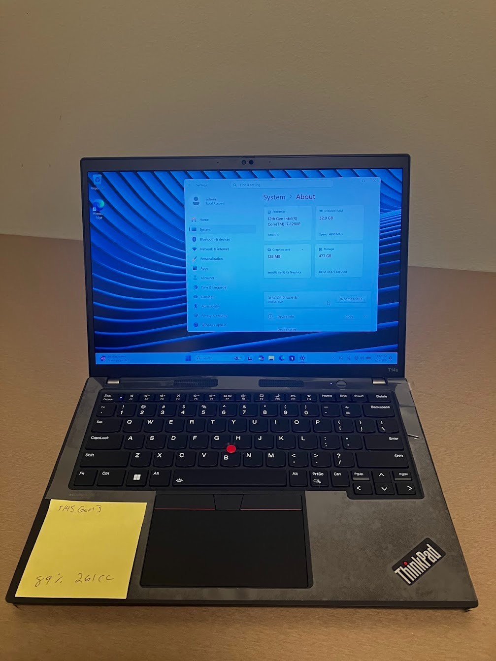 Lenovo ThinkPad T14s (Gen3) i7 with 32GB RAM, 512GB NVME and Win11 pro