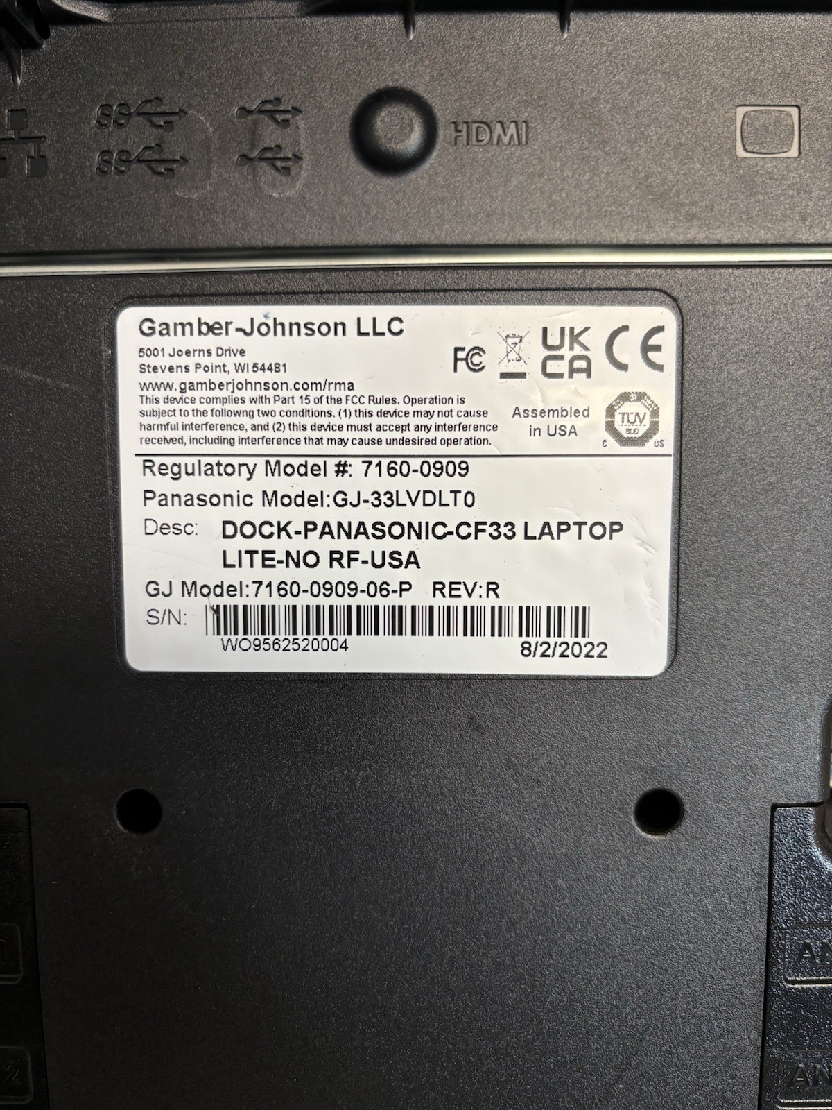 Panasonic Toughbook CF-33 i5-10310U 32GB LTE GPS Barcode GPS w/ Dock & Lind