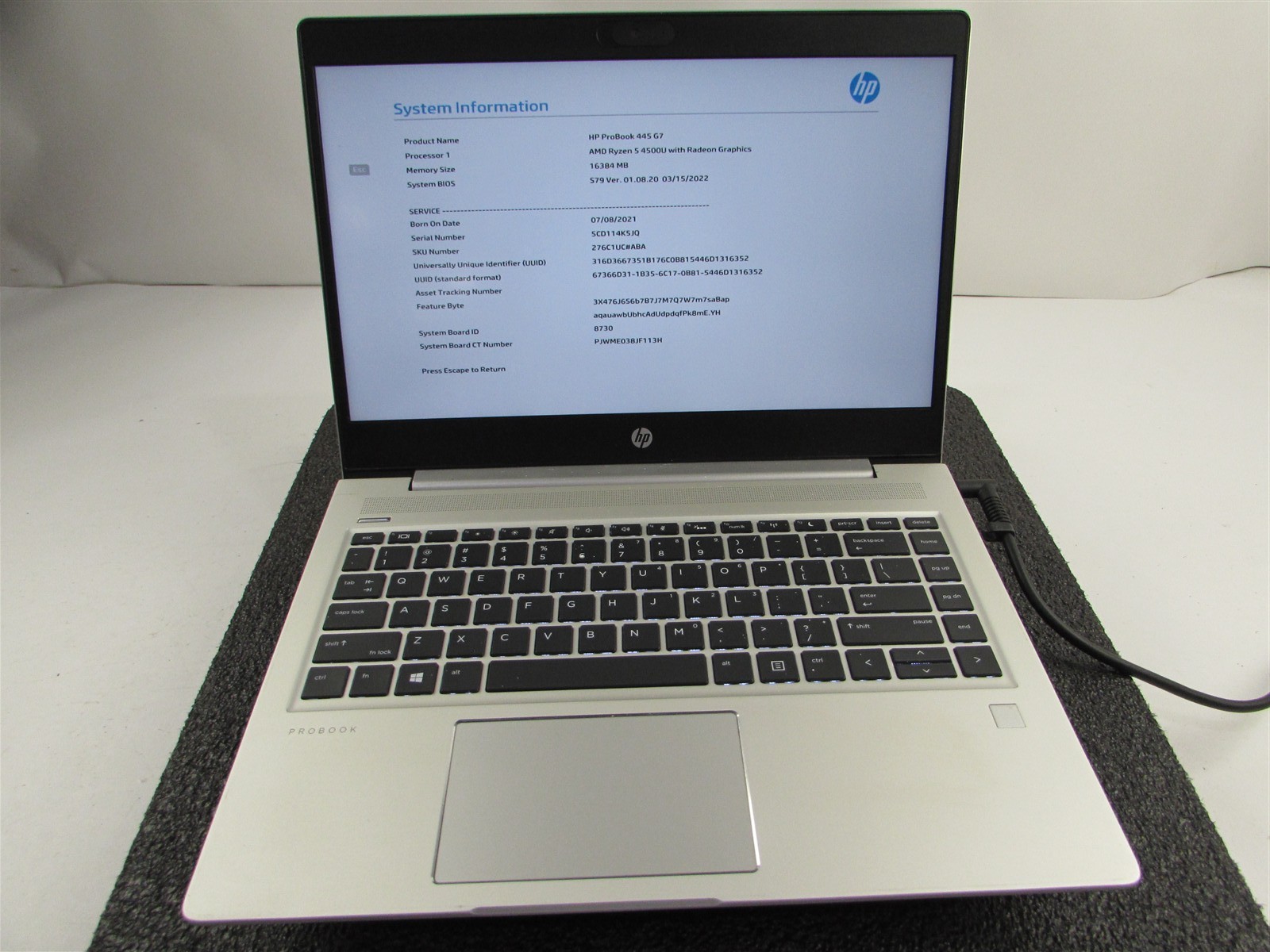 HP PROBOOK 445 (G7) 14″ FHD AMD RYZEN 5 4500U 512GB SSD 16GB RAM AMD GPU NO O.S
