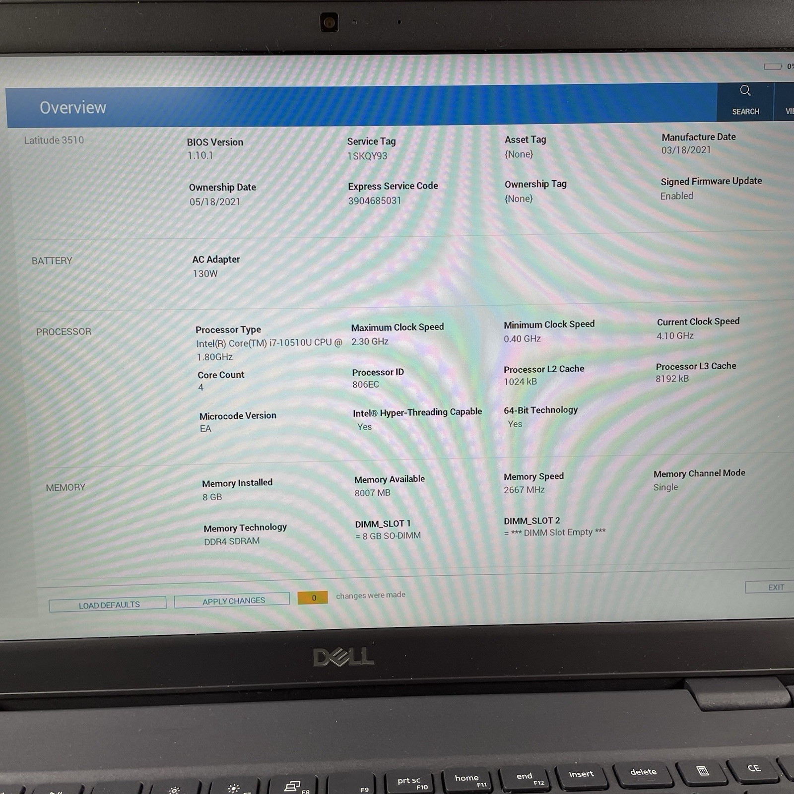 Dell Latitude 3510 15.6″ i7-10210U 1.60 GHz 8 GB RAM No SSD/OS/AC/Battery