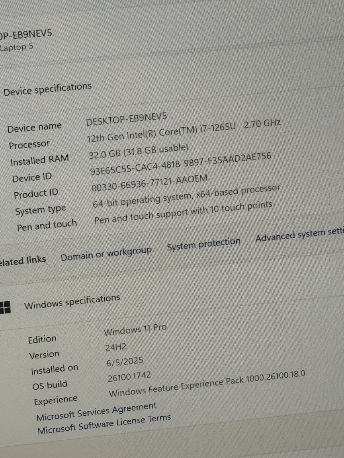 Microsoft Surface Laptop 5 13.5″ i7-1265U 32GB RAM 512GB NVMe Win11P