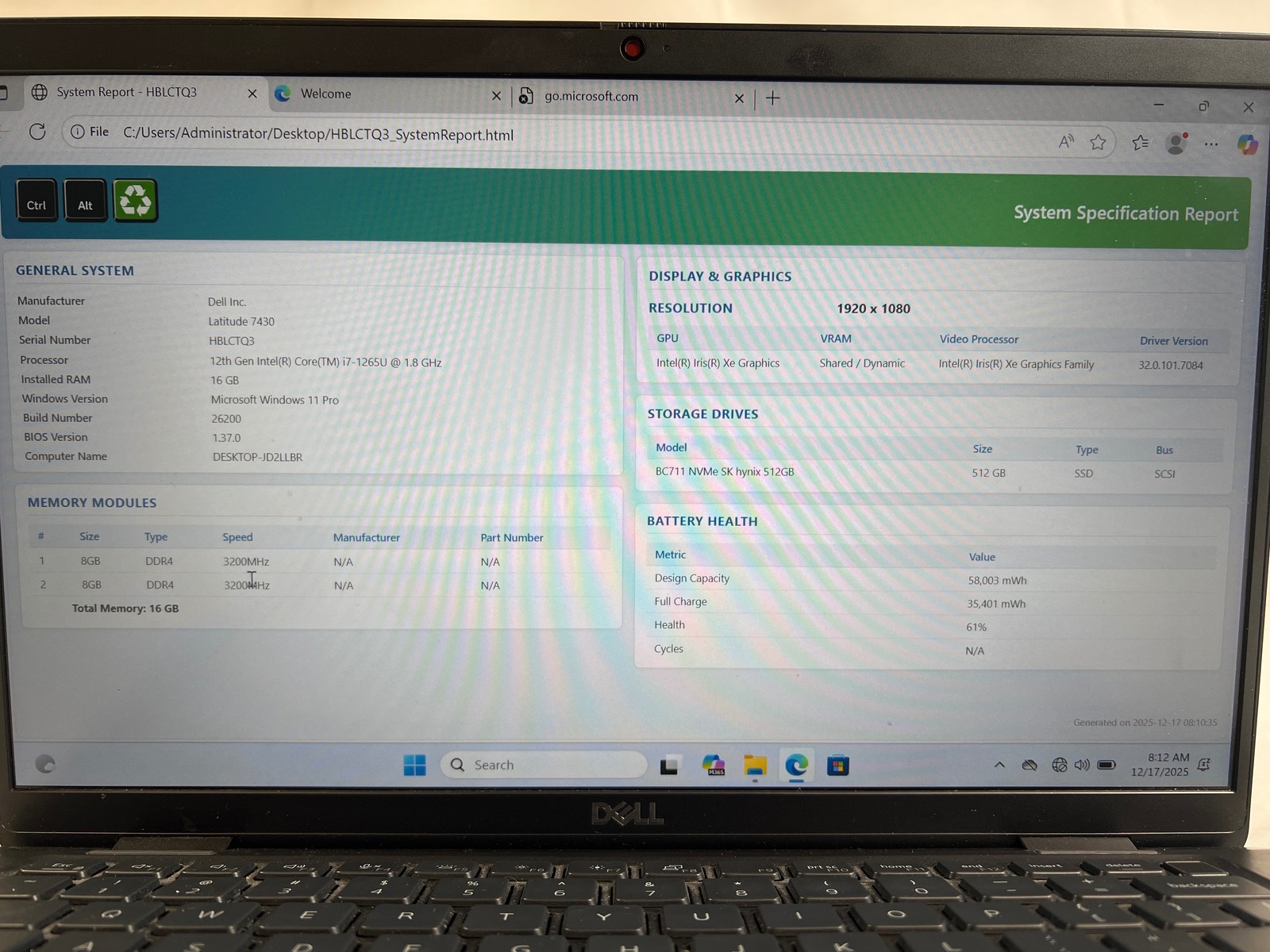 Dell Latitude 7430 Intel Core i7-1265U 16 GB 512GB SSD 14″