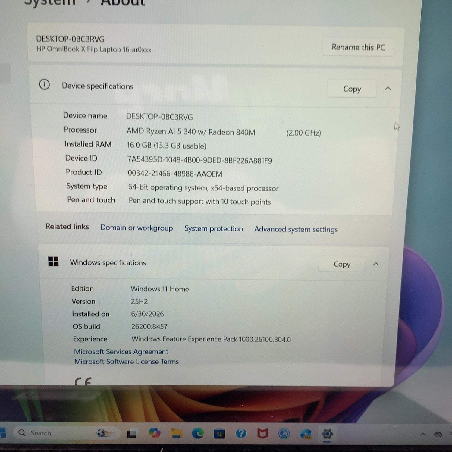 HP OmniBook X 16-AR0013BX 15.9″ Ryzen AI 5 340 2.0GHz 16GB RAM 1TB SSD