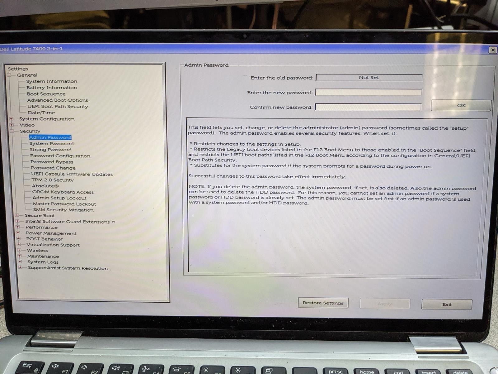 DELL LATITUDE 7400 2-IN-1 i5-8365U @ 1.6GHz, 16GB RAM, NO HDD/OS