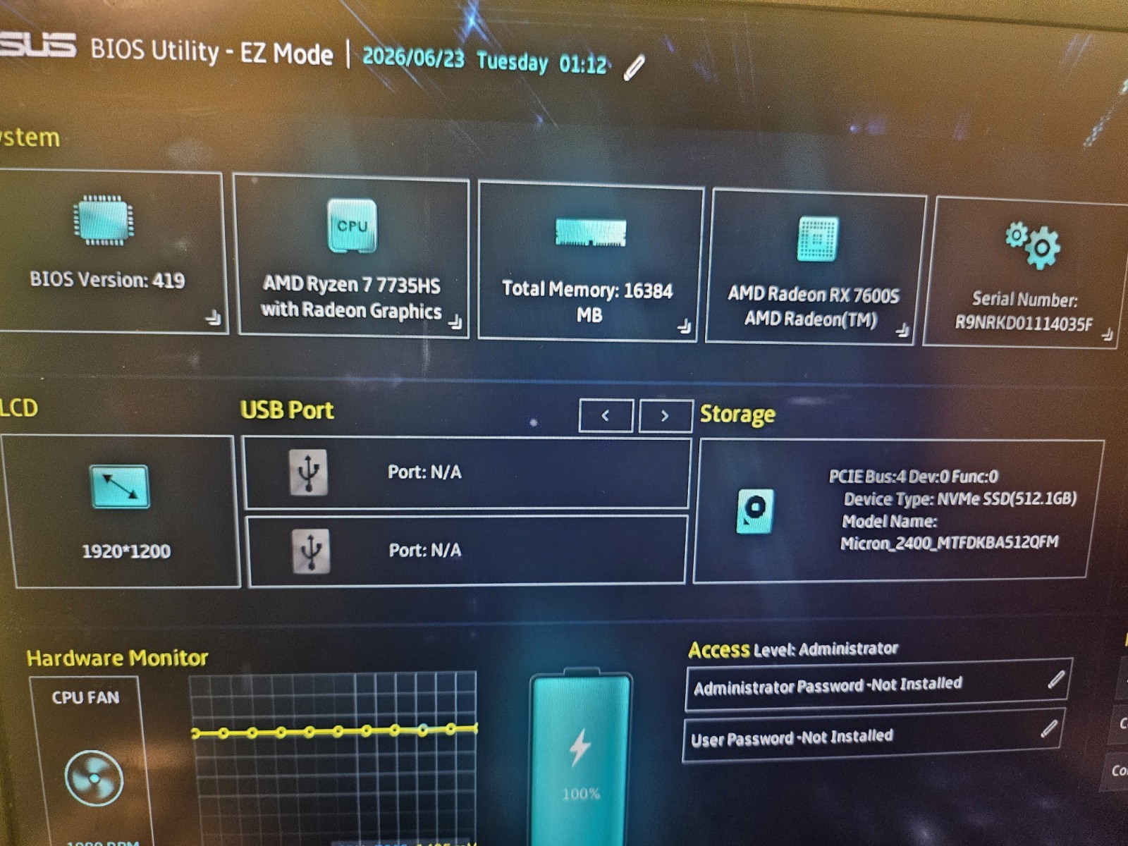 ASUS TUF Gaming A16 Advantage Edition Laptop Ryzen 7 Radeon RX 7600s 16GB RAM