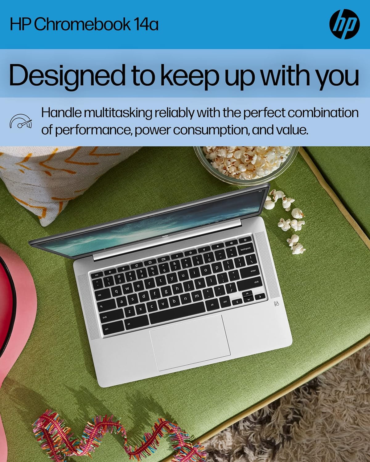 HP Chromebook 14 Laptop, Intel Celeron N4120, 4 GB RAM, 64 GB Emmc, 14″ HD Displ