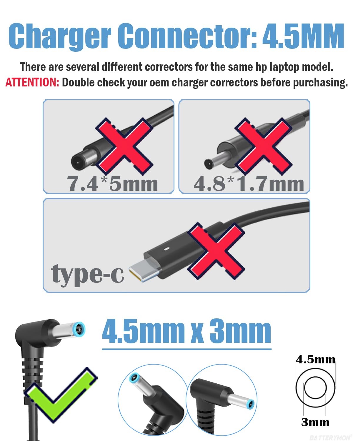 HP Pavilion Laptop Charger 45W 19.5V 2.31A Blue Tip Power Adapter