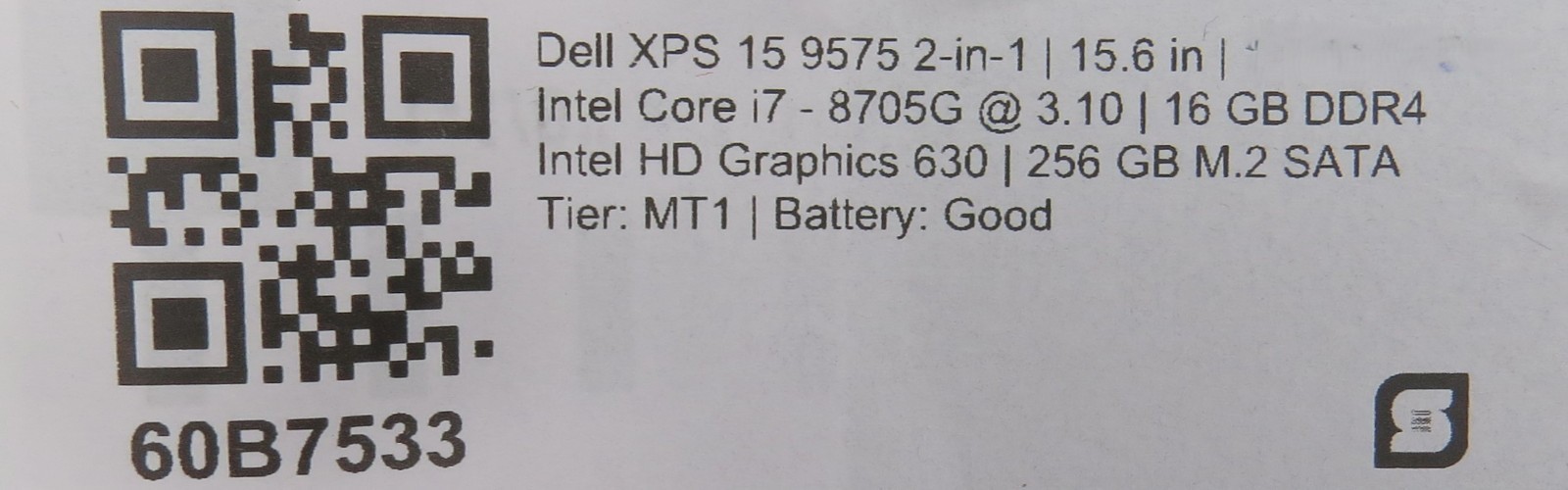 Dell XPS 15 9575 Touch 2in1 i7-8705G 16GB RAM 256GB SSD Radeon No OS *READ