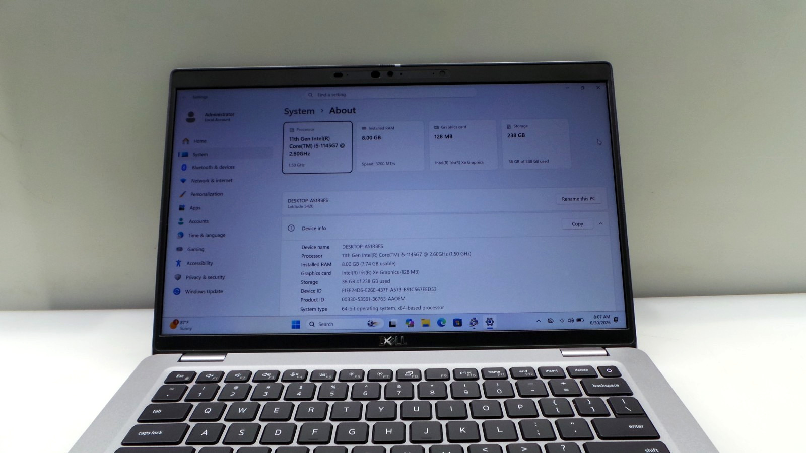 Dell Latitude 5420 | 14″ | i5-1145G7 2.60GHz | 8GB RAM 256GB NVMe | ***READ***