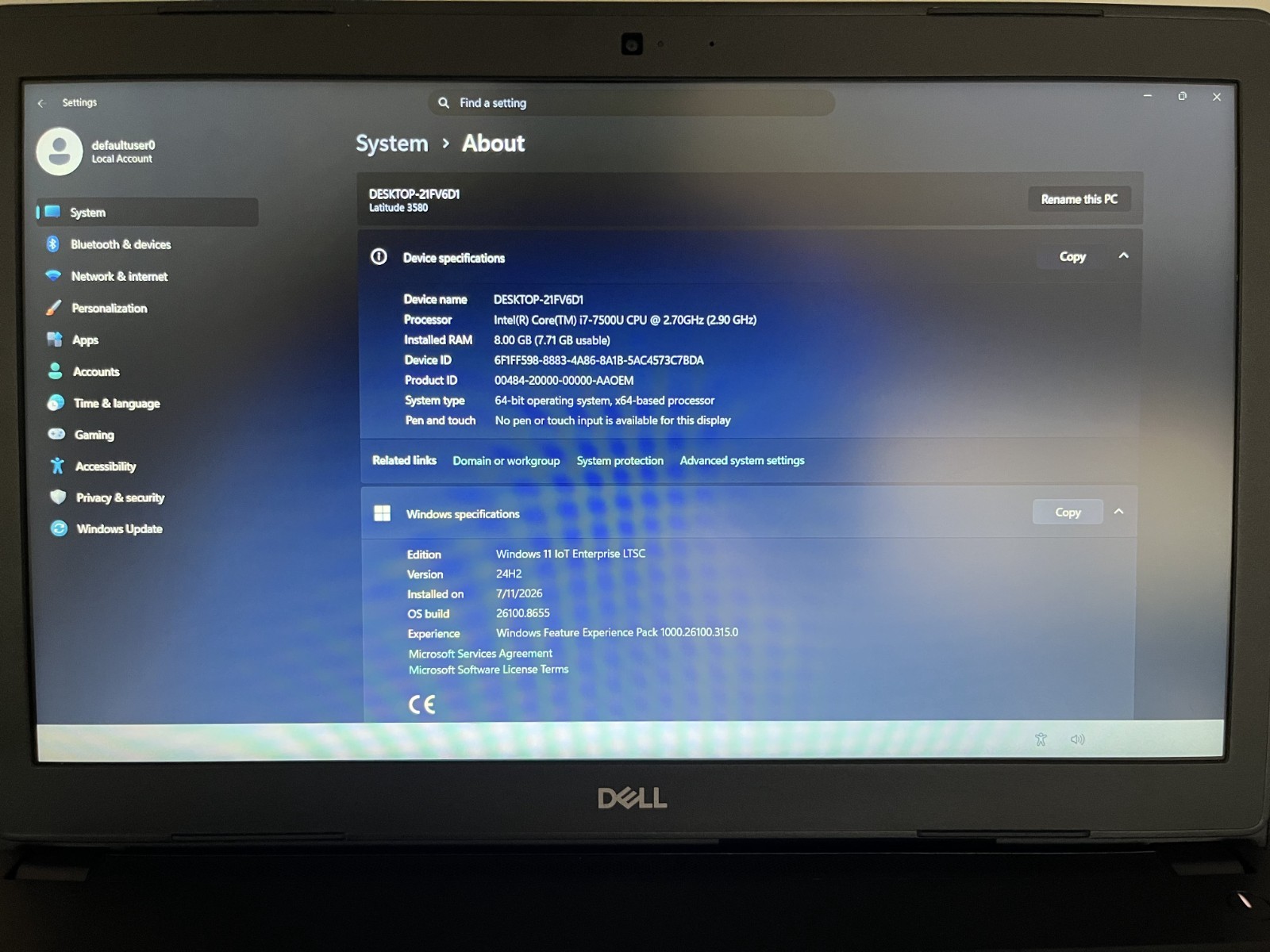 💻 Dell Latitude 3580 Intel i7-7500U 2.7GHz 8GB RAM 256GB SSD Radeon R5 W11 LTSC
