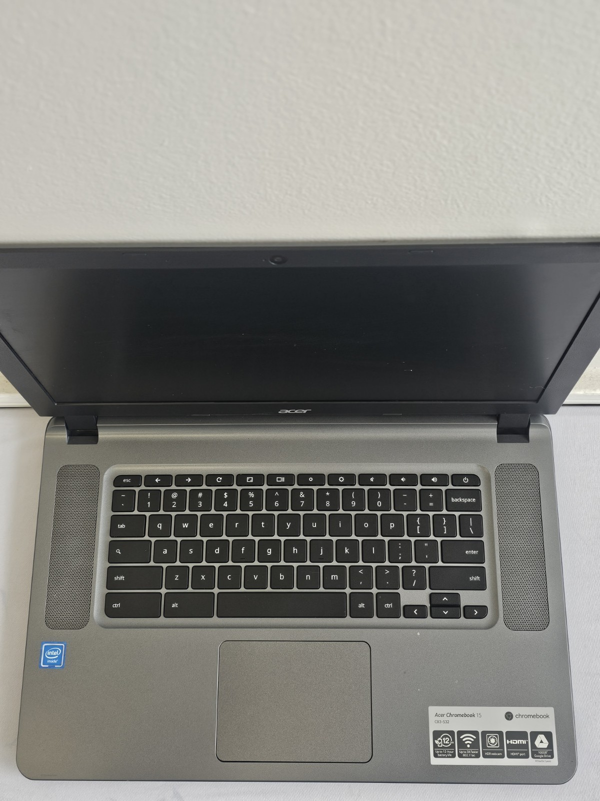 Acer Chromebook 15 CB3-532 Laptop – Intel Celeron N3060 – 2GB RAM BAD BATT READ