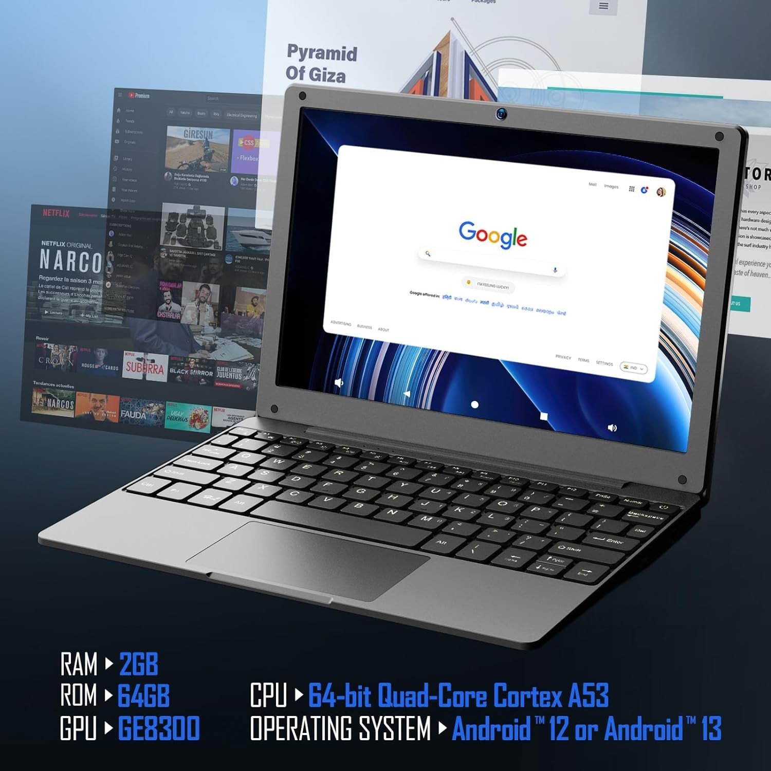 NBD Netbook 10.1” Quad Core Powered by Android 12.0 Laptop Computer with WiFi