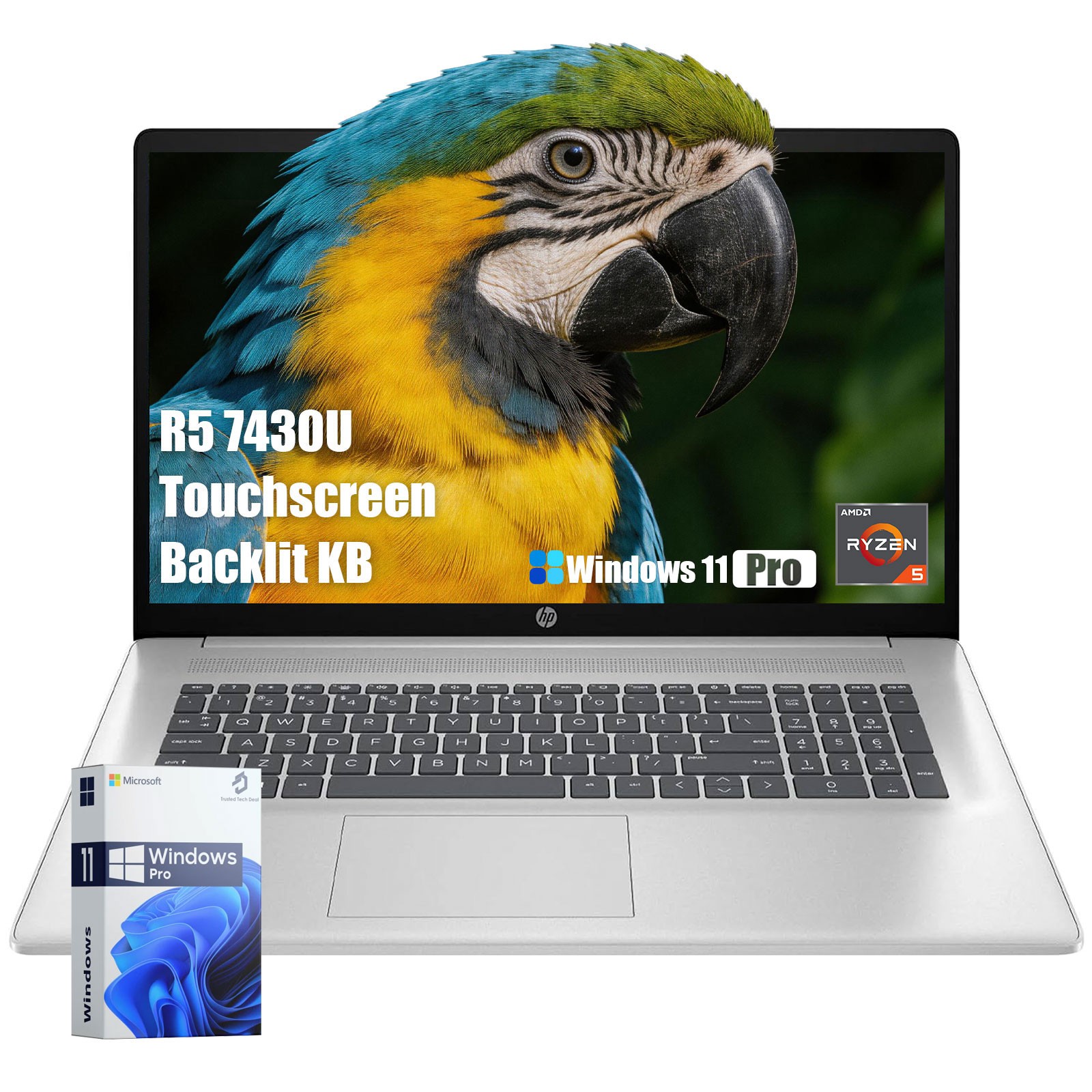 HP 17 Touchscreen Laptop 2026, AMD Ryzen 5 7430U Backlit 16GB RAM 1TB SSD