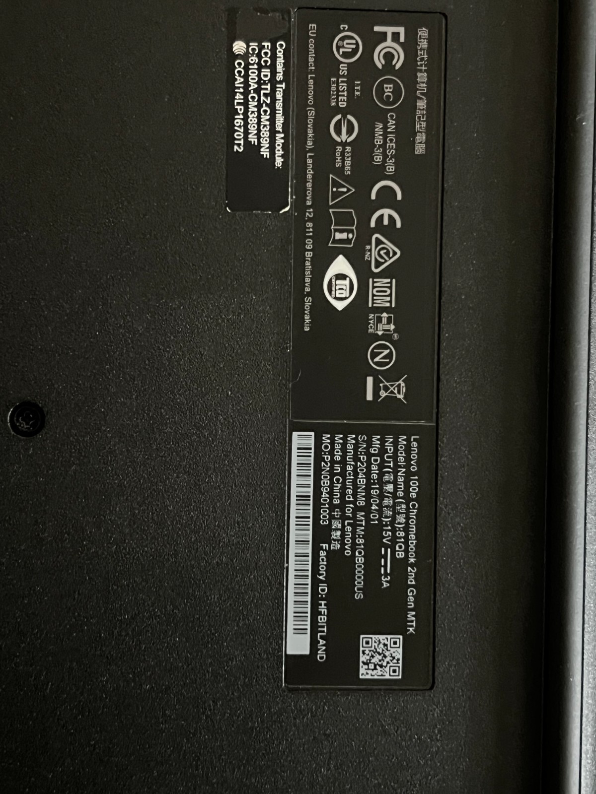 Lenovo 100e Chromebook 2nd Gen 11.6″ 4GB 32GB MTK Tested NO Charger