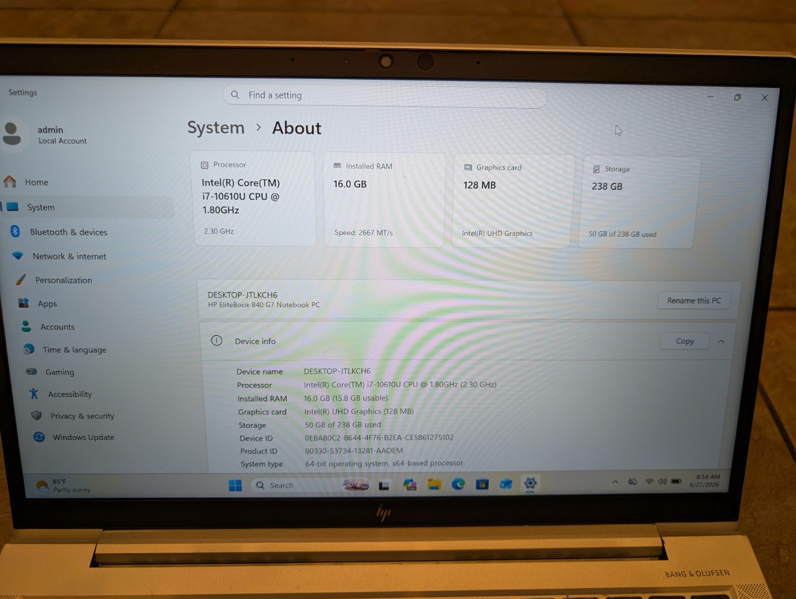 HP Elitebook 840 G7 Touchscreen 16 GB Ram i7 CPU
