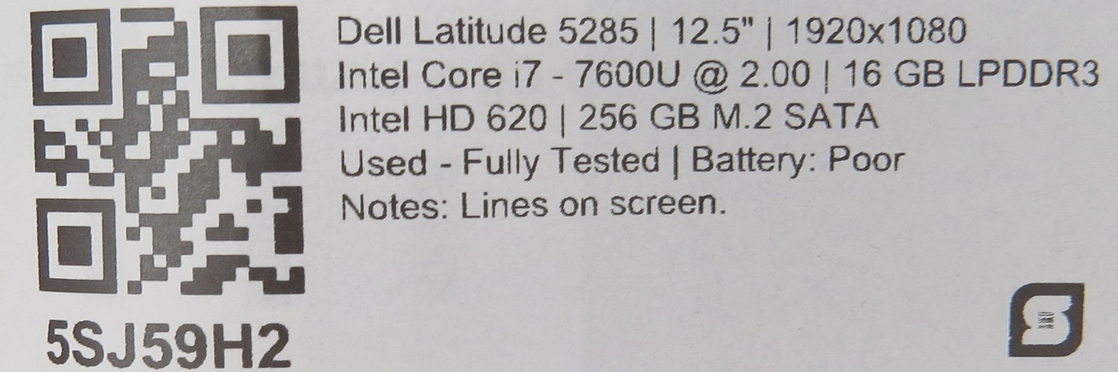 Dell Latitude 5285 | i7-7600U @2.00Ghz | 16GB RAM | 256GB M.2 | No OS/AC