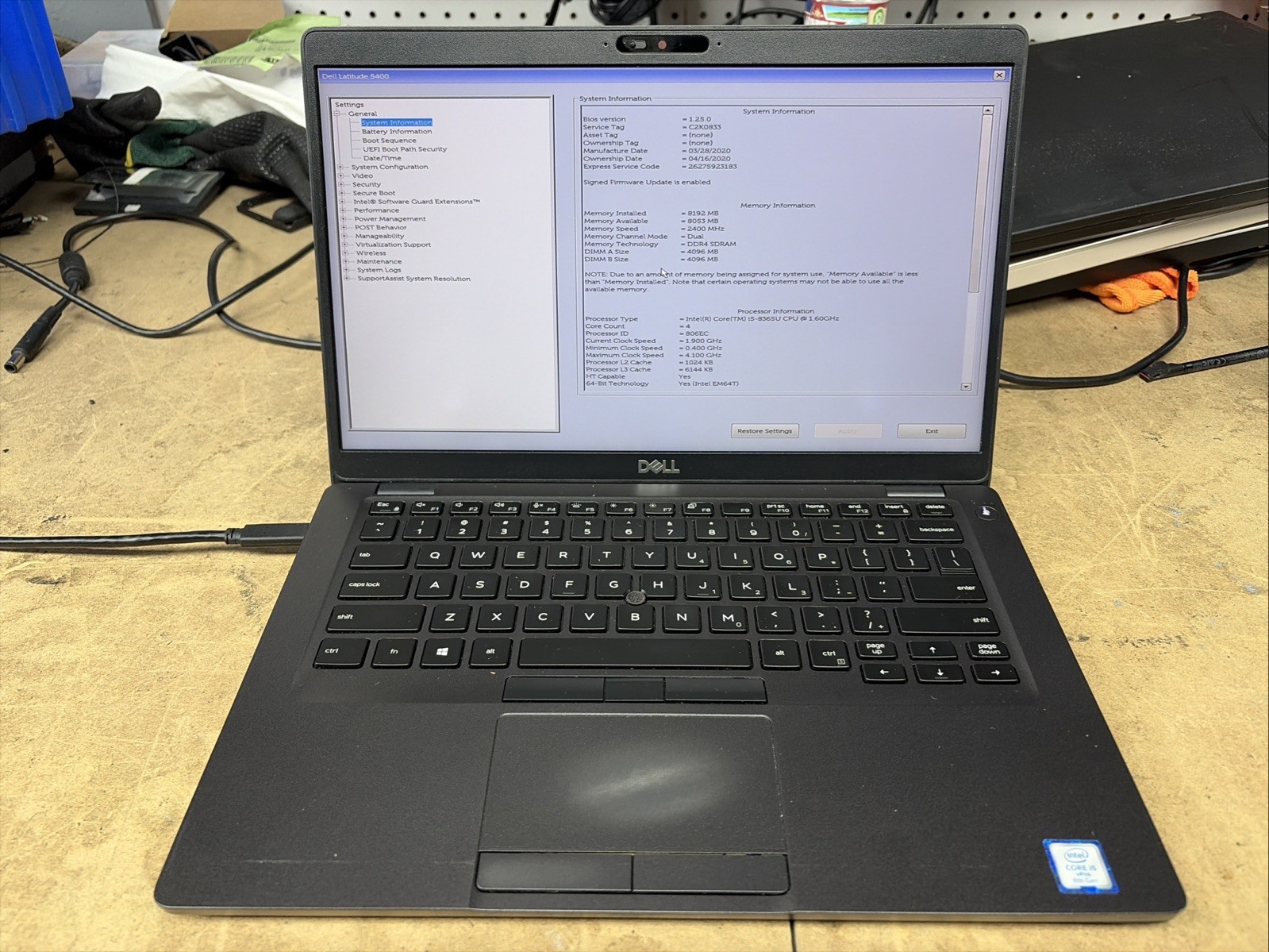 Dell Latitude 5400 14″ FHD i5-8365U 8GB No SSD/OS
