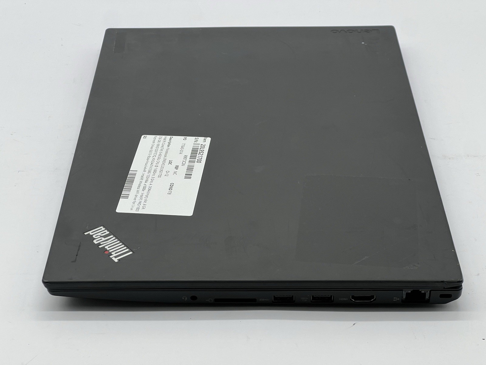 Lenovo ThinkPad T580, i5-8250U CPU, @ 1.60GHz, 8GB RAM, 256GB NVMe-No OS/Charger