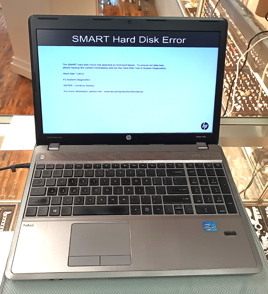 HP PROBOOK 4540S (HD Failure) INTEL I3 3110M 8GB RAM AS-IS!